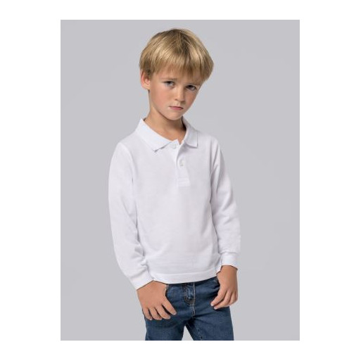 Polo in pique manica lunga per bambini Unisex con polsini