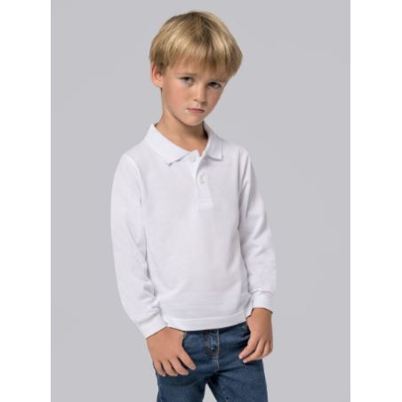 Polo in pique manica lunga per bambini Unisex con polsini