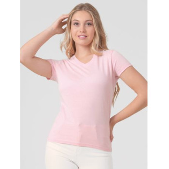 T-shirt basic a manica corta e scollo a V da donna. Disponibile anche