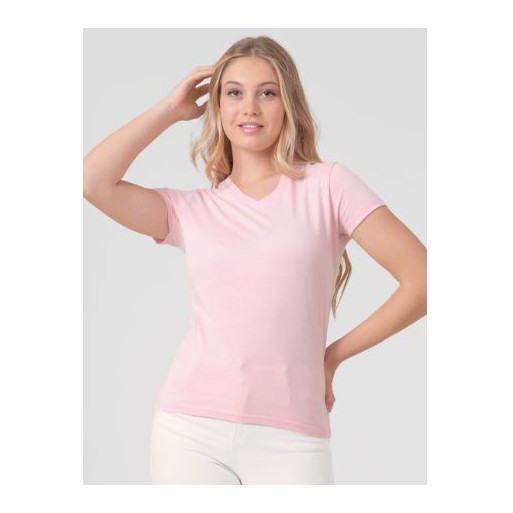 T-shirt basic a manica corta e scollo a V da donna. Disponibile anche