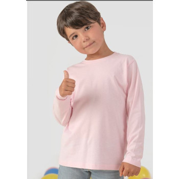 T-shirt basic per bambini a maniche lunghe, 100% cotone, JHK. Disponib